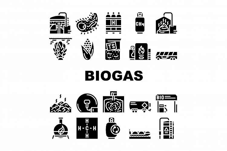 Biogas Energy Fuel Collection Icons Set Vector example image 1