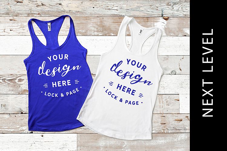 Blue Royal Next Level 1533 Racerback Mockup Vest Flat Lay
