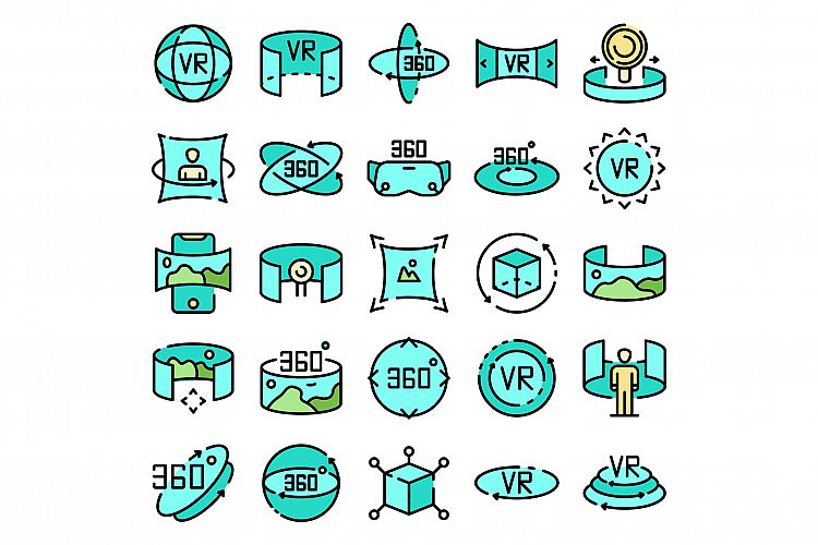 360 degrees icons vector flat example image 1