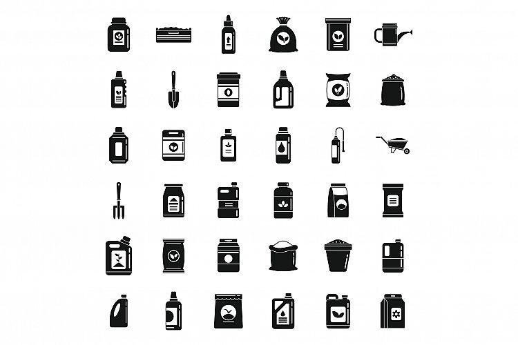 Organic fertilizer icons set, simple style example image 1