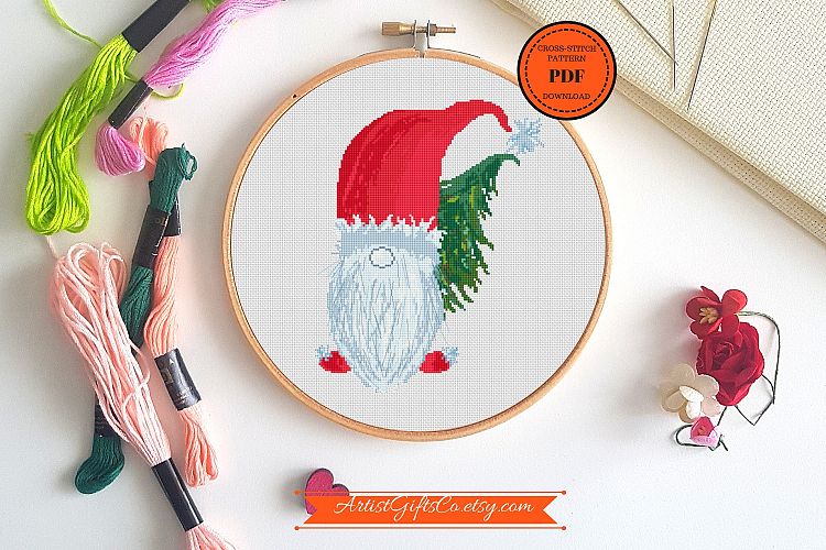 Cross stitch pattern PDF Christmas Gnome Embroidery designs