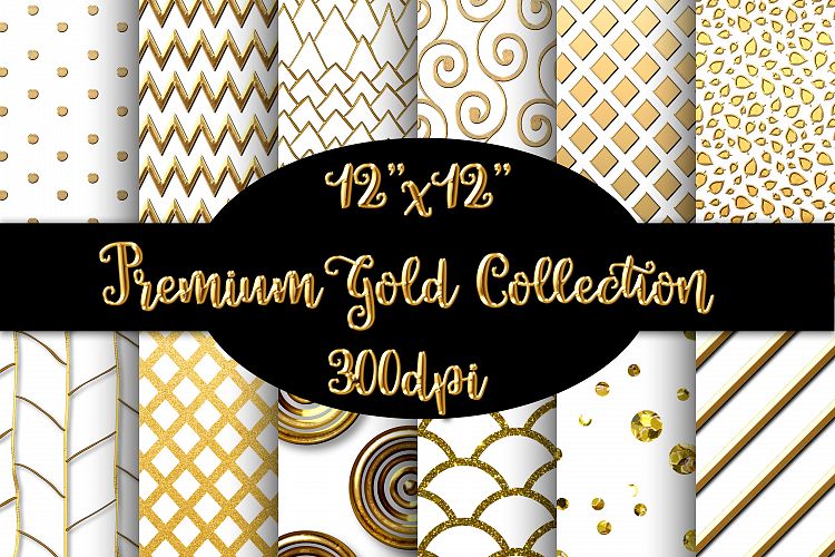 12 Premium Gold and White Geometric Patterns