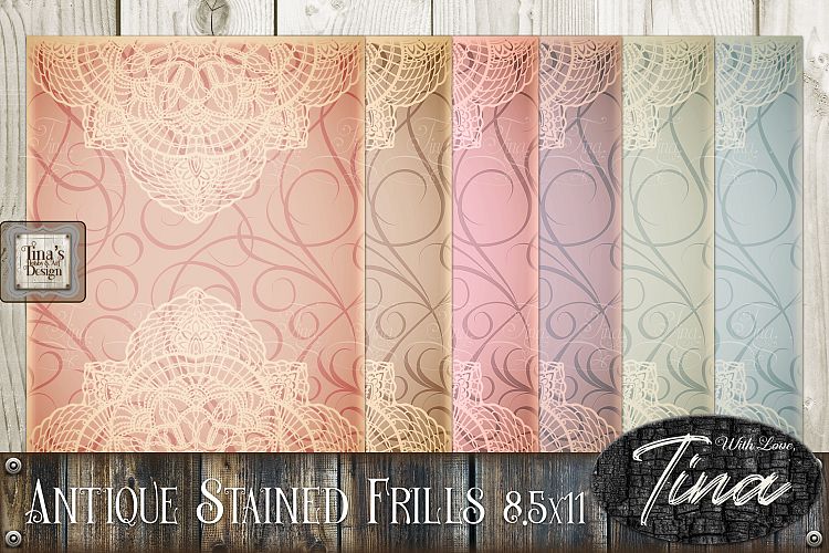 Frills and Antique 1 Stained 8.5" x 11" 6pc Scrolls Lace