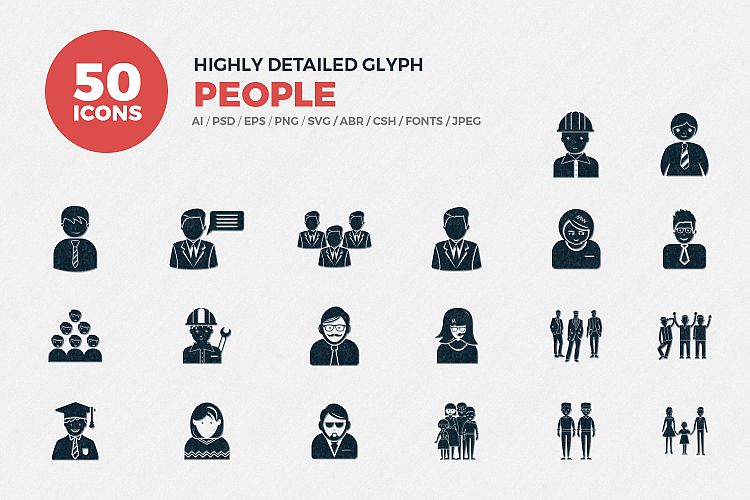 Glyph People Icons Set