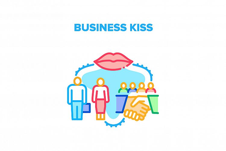 Business Kiss Vector Concept Color Illustration example image 1