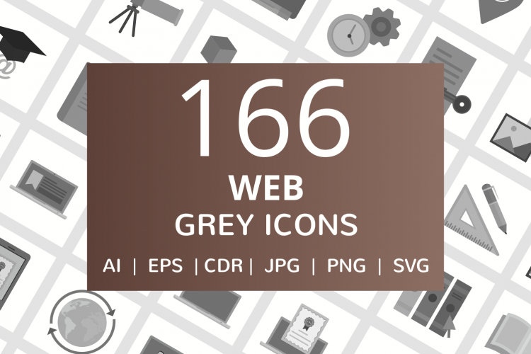 166 Web Flat Greyscale Icons