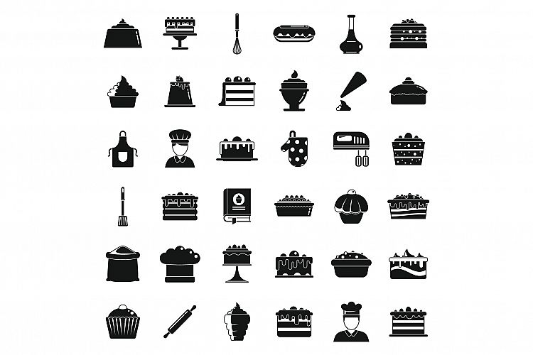 Confectioner baker icons set, simple style example image 1