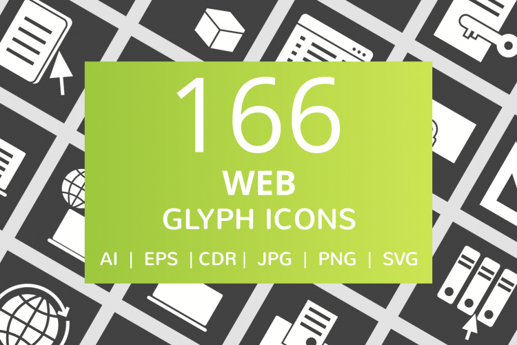 166 Web Glyph Inverted Icons