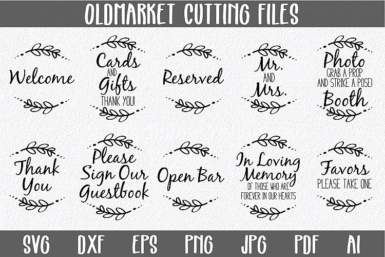 Wedding Reception Signs SVG Cut Files-DXF-AI-SVG-JPG-PNG-PDF