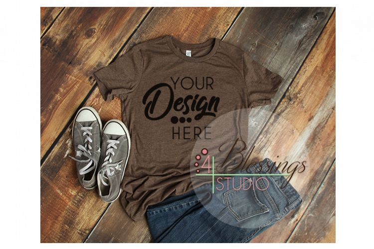 Bella Canvas Mockup 6004 Womens TShirt Mockup Heather Brown
