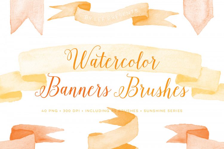 Photoshop Brushes Watercolor Ribbons and banners - bonus PNG