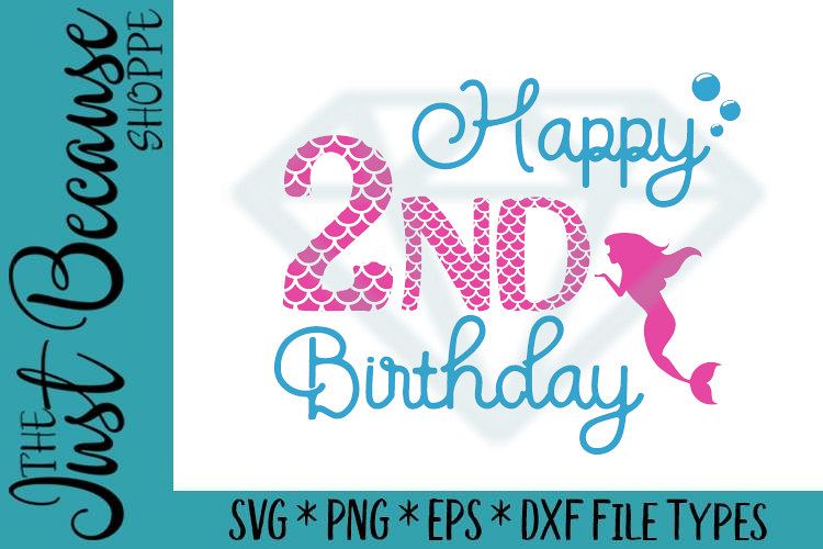 Download Happy 2nd Birthday Mermaid, SVG Design -0439