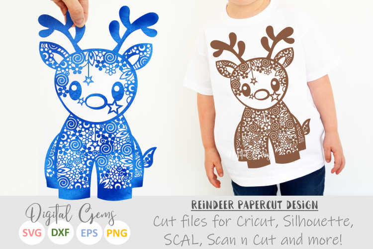 Christmas Reindeer paper cut SVG DXF EPS files