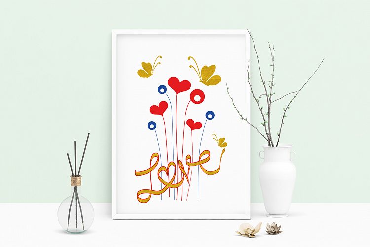 Printable Art Love, Wall Art, .PDF, Typography, Home Decor