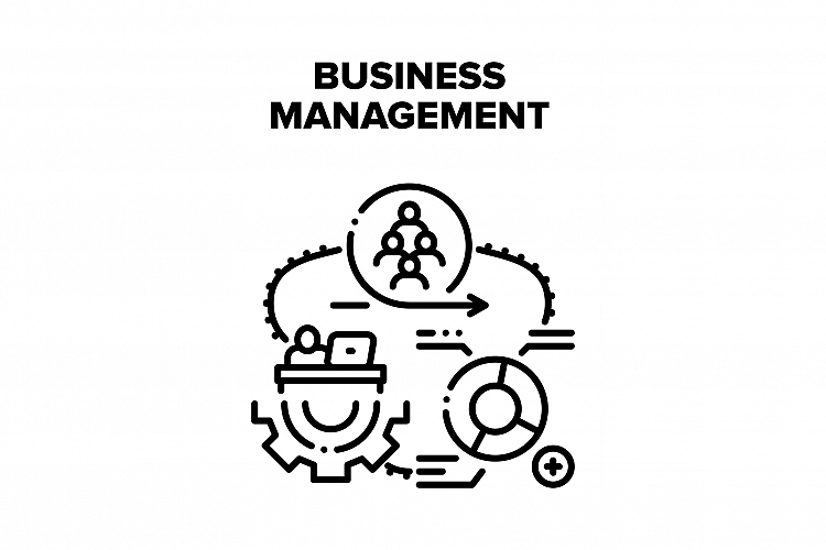 Business Management Work Vector Black Illustration example image 1