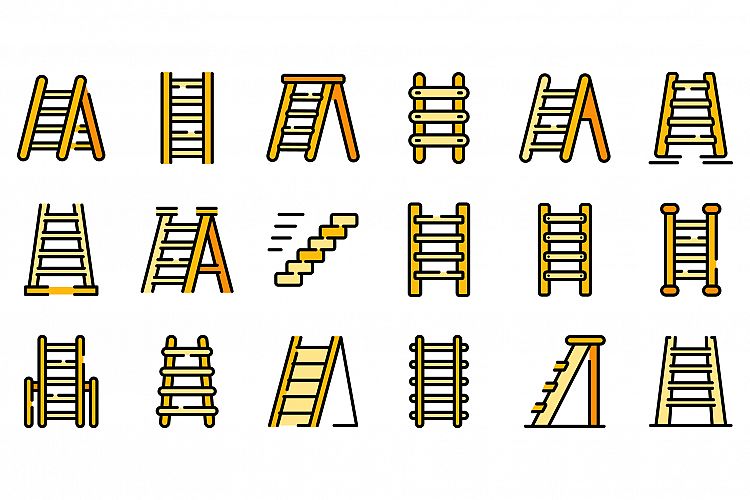 Step ladder icons set vector flat example image 1