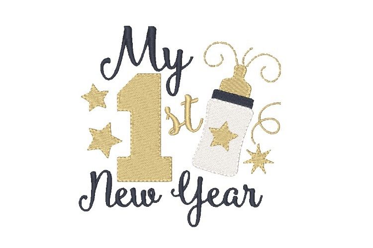 My First New Years Embroidery Design Holiday Baby Embroidery