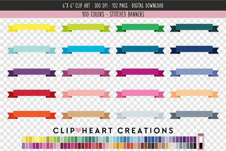 Stitched Banner Clip Art - 100 Clip Art Graphics