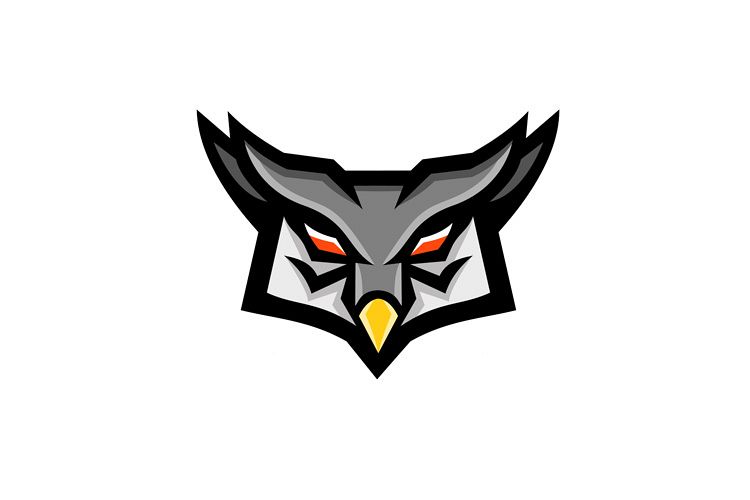 Angry Horned Owl Head Front Mascot