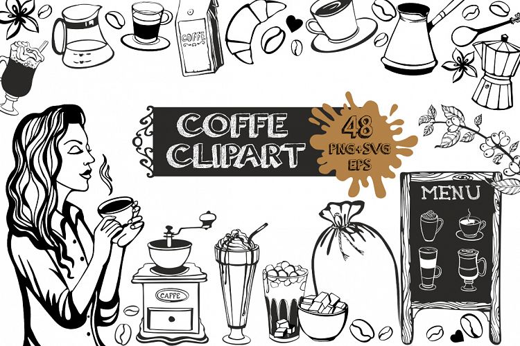 Coffe clipart black and white