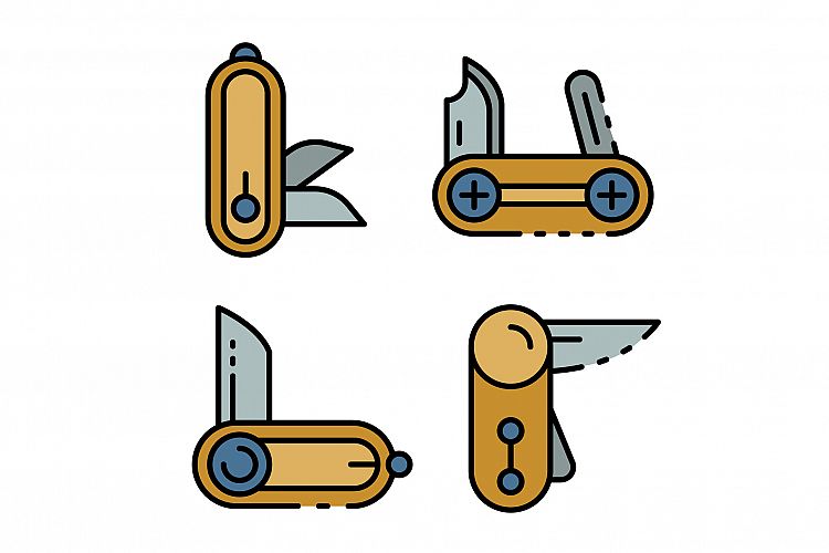 Penknife icons set vector flat example image 1