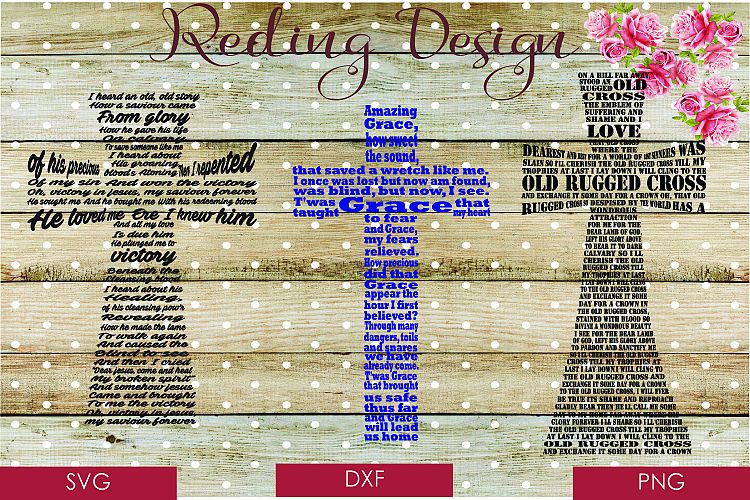 Amazing Grace Victory in Jesus Old Rugged Cross Bundle Hymns SVG DXF PNG Digital Cut Files
