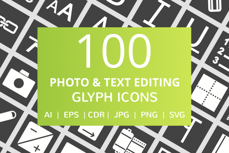 100 Photo   Text Editing Glyph Inverted Icons