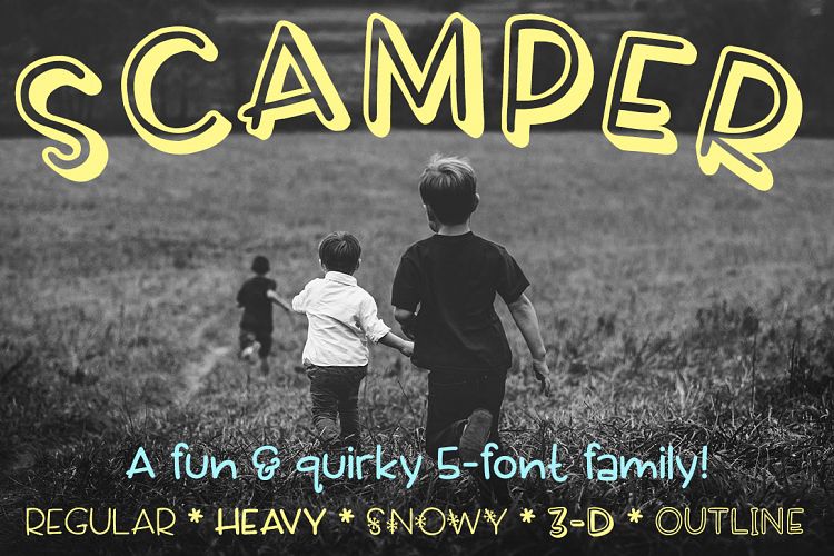 Scamper a five-font family