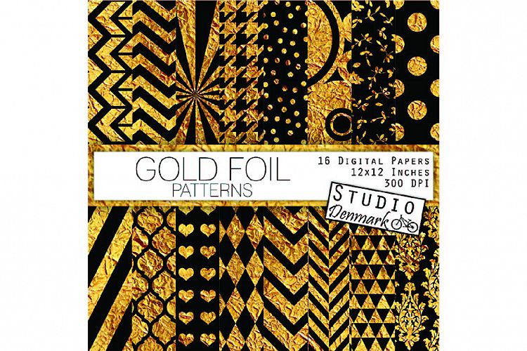 Gold Foil Patterns - Gold and Black Digital Paper