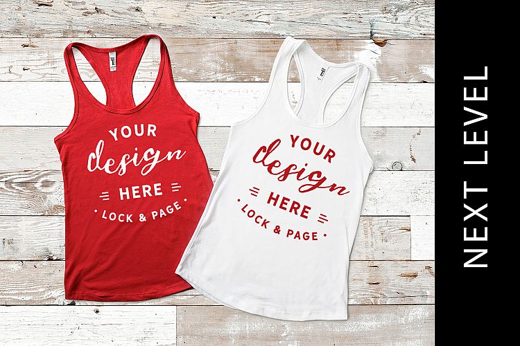 Red Next Level 1533 Mockup Vest Womens Apparel Flat Lay