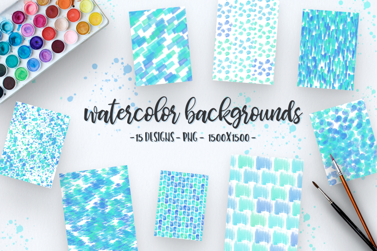 Summer Watercolor Backgrounds example image 1