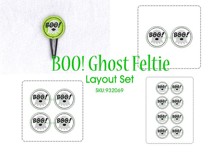 Boo! Ghost ITH Halloween Feltie Embroidery Design