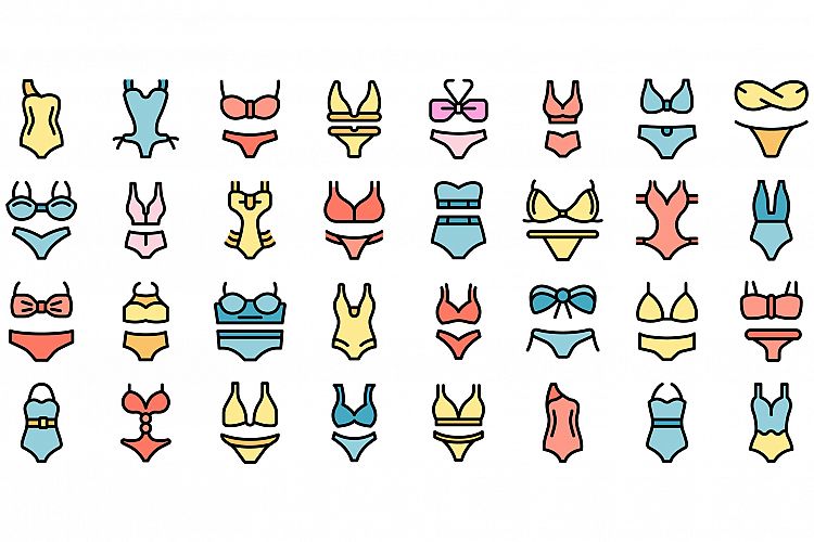 Swimsuit icons set vector flat