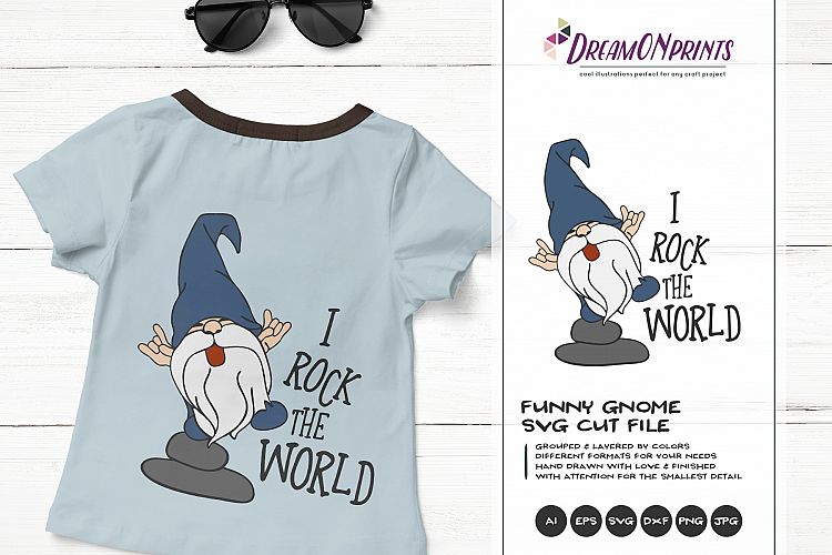 Rock the World | Funny Gnome SVG Cut Files | Kids SVG