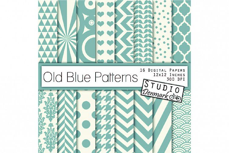 Old Blue Patterns Digital Paper