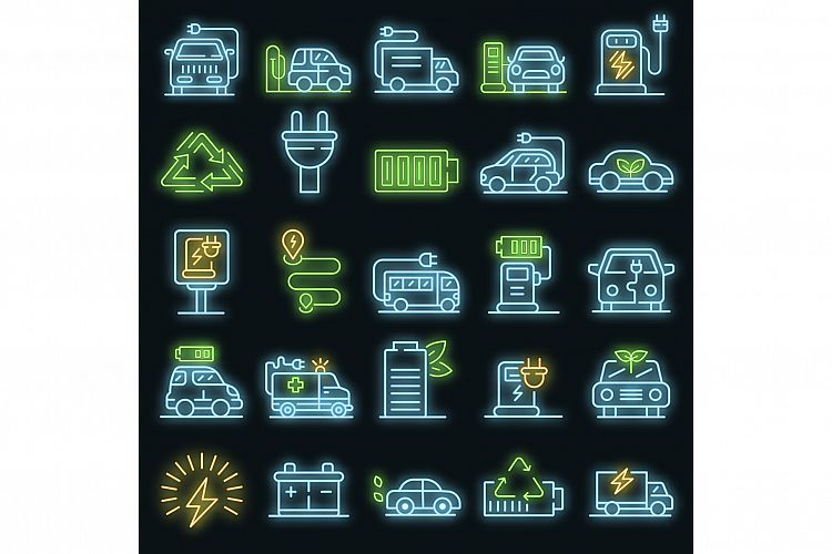 Electrical refueling icons set vector neon example image 1