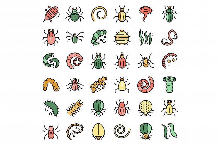 Parasite icons set vector flat example image 1