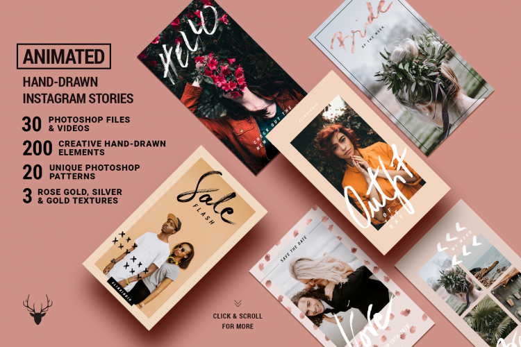 ANIMATED Rose Gold Instagram Stories - Animated Creative & Modern Instagram Story Templates