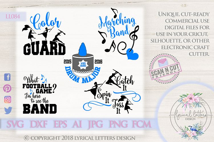 Marching Band Bundle of 5 SVG DXF Cut Files LL084