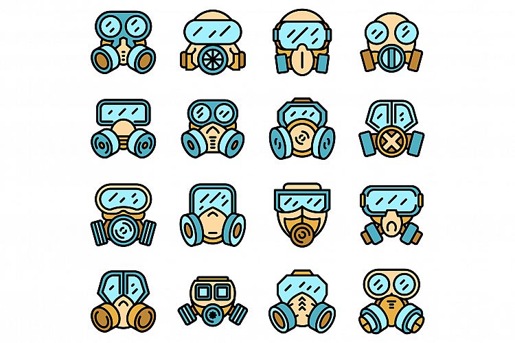 Gas mask icons set vector flat