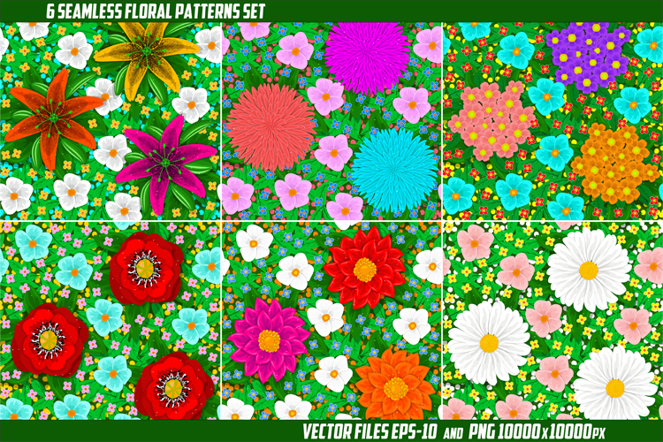 Seamless floral patterns set.