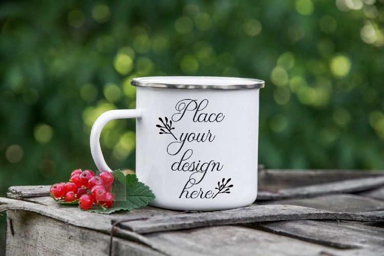 Camping tin mug mockup cup mock up metal camp enamel silver rim rustic camper cup template white mugs mock ups psd smart object
