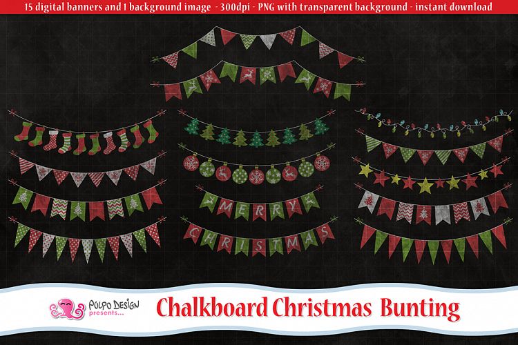 Chalkboard Christmas Bunting clipart