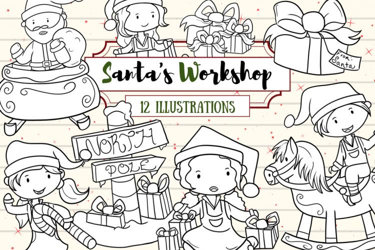 Santas Workshop Digital Stamps