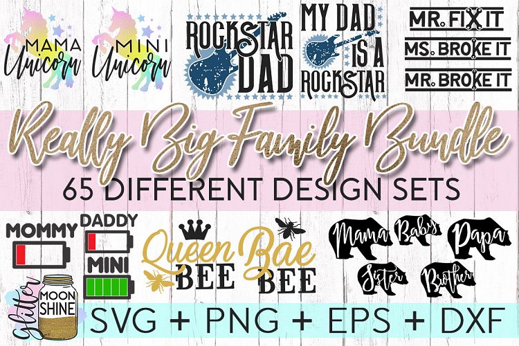 Download Really Big Family Bundle Of 65 SVG DXF PNG EPS Cutting ...