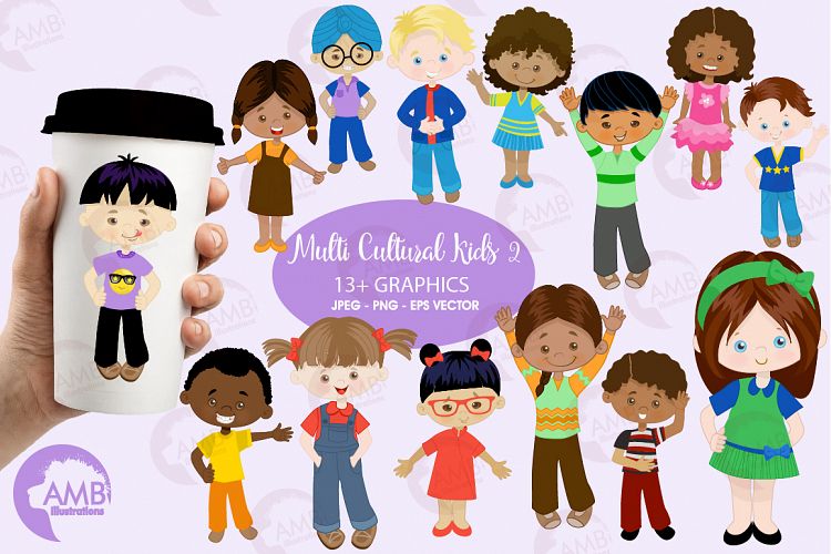 Multi-cultural kids series 2, clipart, graphics and illustrations AMB-2317