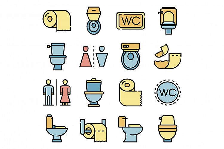 Toilet icons vector flat example image 1