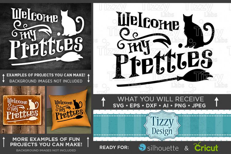 Halloween Cat Svg files - Welcome My Pretties Svg - 4030