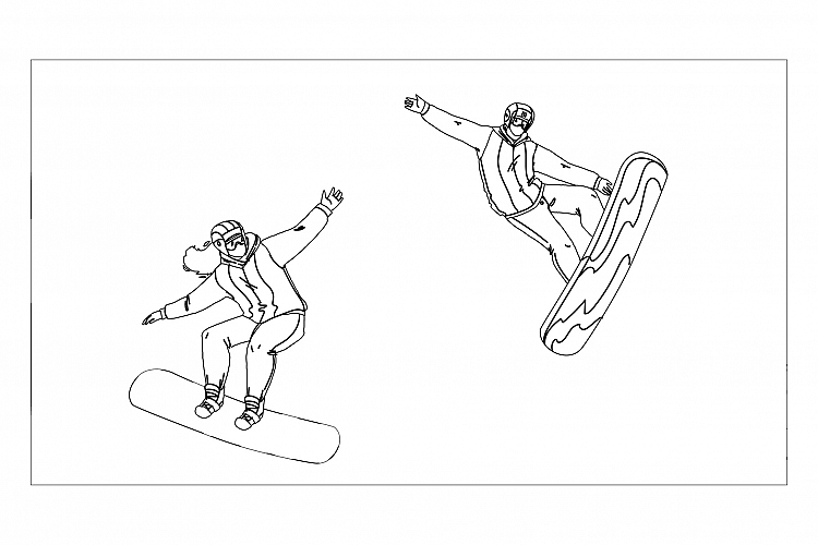 Snowboarding Sport People On Snowy Mountain Vector example image 1