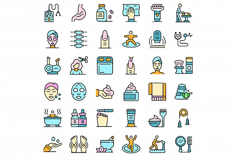 Self-care icons set vector flat